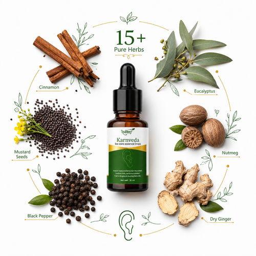 Karnveda Ear Care Essence Drops | Ayurvedic Ear Drops for Pain, Tinnitus & Infection Relief | 10ml